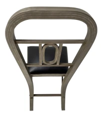 Two French Art Deco Side Chairs with Black Leather Seats, 1930s